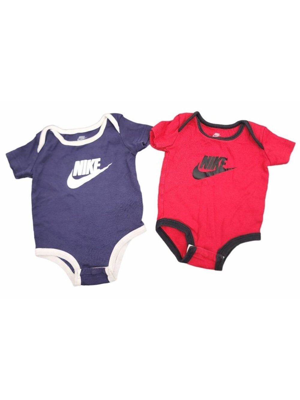 Baby Nike Bodysuit Lot of 2 Swoosh Outfits 0/3 Months Red/Black Navy/White Cotto